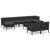 vidaXL Garden Lounge Set Black PE rattan, powder-coated steel, polyester