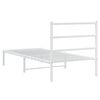 vidaXL Bed Frame White Powder-Coated Steel Single Bed Frame