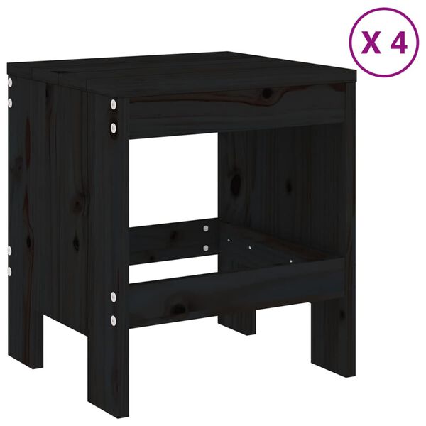 vidaXL Garden Dining Set Black Solid Pine Wood 5 Piece Set Minimalistic