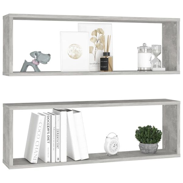 vidaXL Wall Shelf Set of 2 Concrete Gray Engineered Wood Medium
