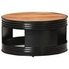 vidaXL Coffee Table Black Solid Acacia Wood Medium Round