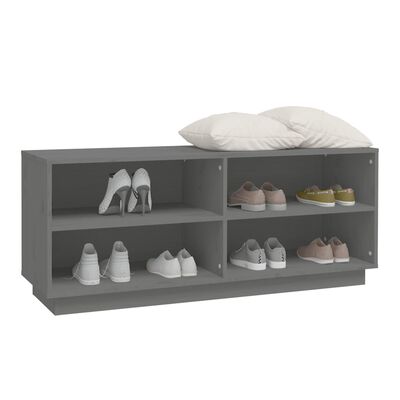 vidaXL Shoe Cabinet Gray 43.3"x13.4"x17.7" Solid Wood Pine