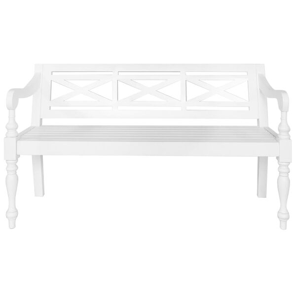 vidaXL Bench White Solid Mahogany Wood Standard Durable Bench