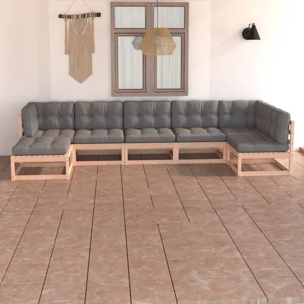 vidaXL Garden Lounge Set Grey, Pine