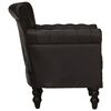vidaXL Chair Black Genuine goat leather, solid mango wood Medium