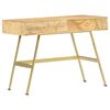 vidaXL Writing Desk Natural with Brass Solid Mango Wood and Steel