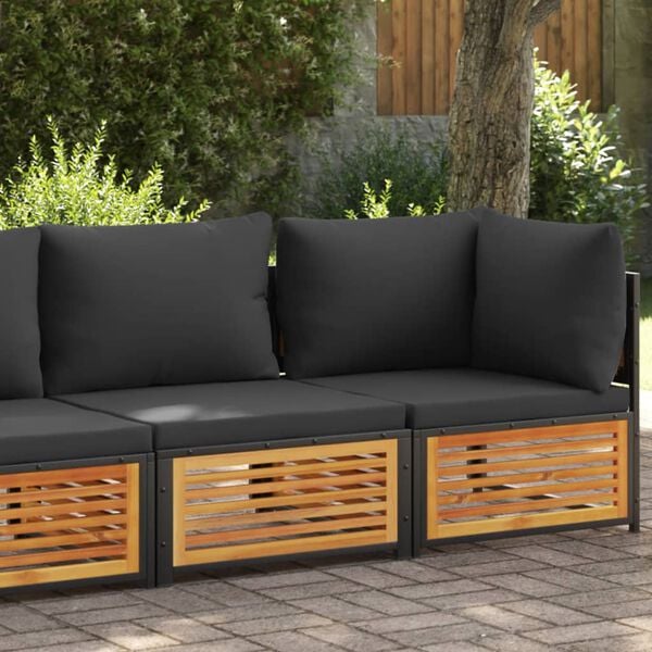 vidaXL Patio Sofa with Cushions 2-Seater Solid Wood Acacia