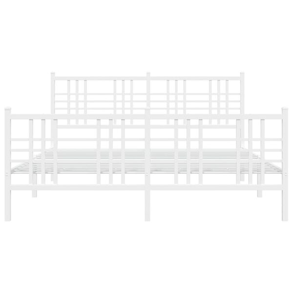 vidaXL Bed Frame White Steel 59 x 79 in Bed Frame Rectangular