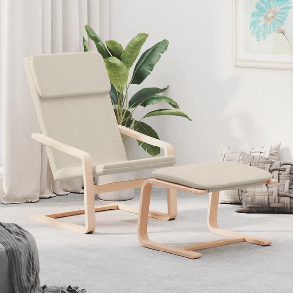vidaXL Relaxing Chair With Footstool Cream