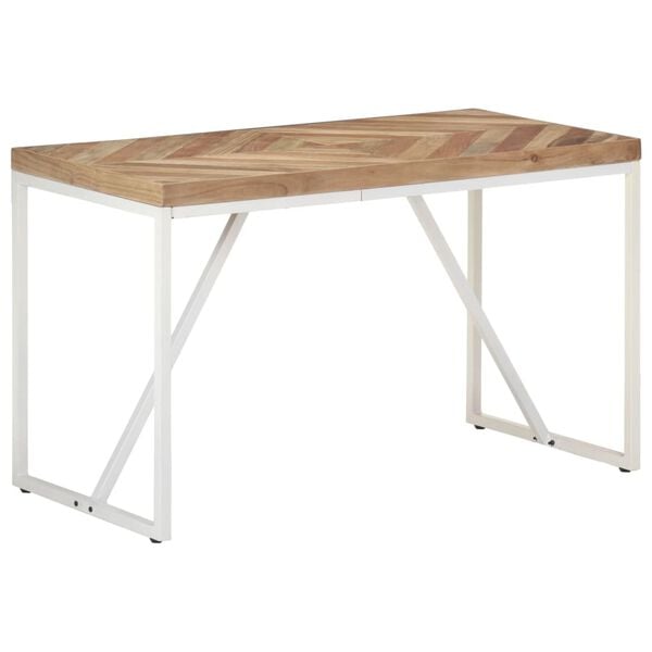 vidaXL Dining Table Natural wood finish, White