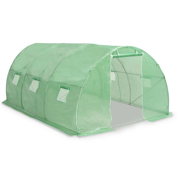 vidaXL Greenhouse Green Polyethylene mesh fabric and galvanized steel