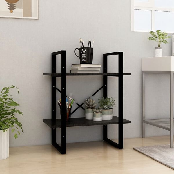 vidaXL Book Cabinet Black Solid pine wood, metal Medium Book Cabinet
