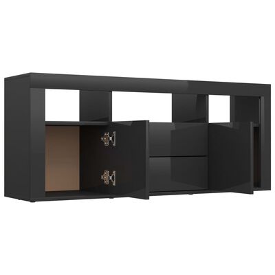 vidaXL TV Stand High Gloss Black 47.2"x11.8"x19.7" Engineered Wood