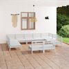 vidaXL 11 Piece Patio Lounge Set White Solid Pinewood