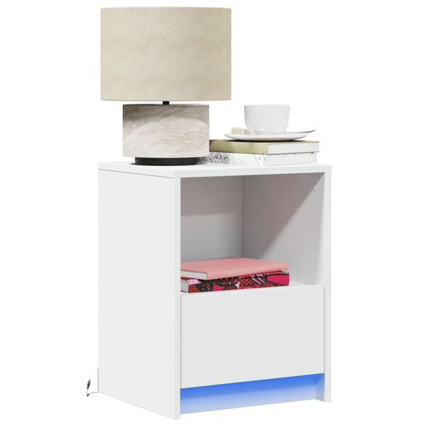 vidaXL Bedside Cabinet Set of 2 White Engineered wood Standard
