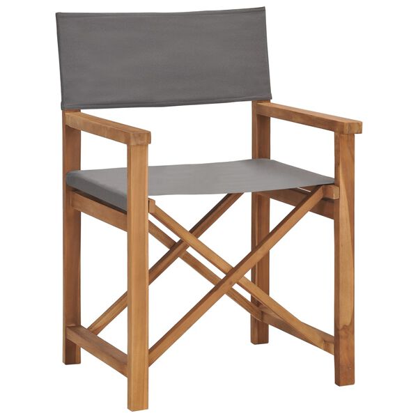 vidaXL Director's Chair Grey Fine sanded teak hardwood, fabric Medium