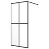 vidaXL Walk-in Shower Wall with Shelf Black 31.5"x76.8" ESG Glass&Aluminum