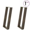 vidaXL Console Table Legs U-Shaped 2 pcs Natural Steel 11.0x(28.3-28.7)" Steel