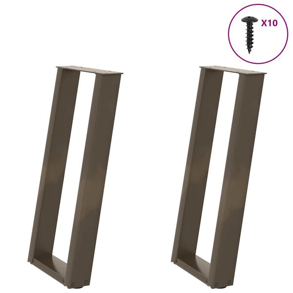 vidaXL Console Table Legs U-Shaped 2 pcs Natural Steel 11.0x(28.3-28.7)" Steel