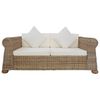 vidaXL Sofa Set Natural and cream white Natural rattan and solid mango wood