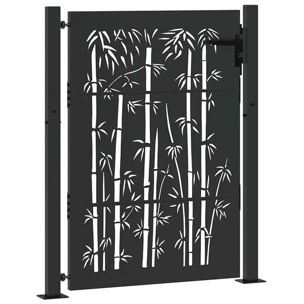 vidaXL Garden Gate 39.4x59.1" Corten Steel Bamboo Design