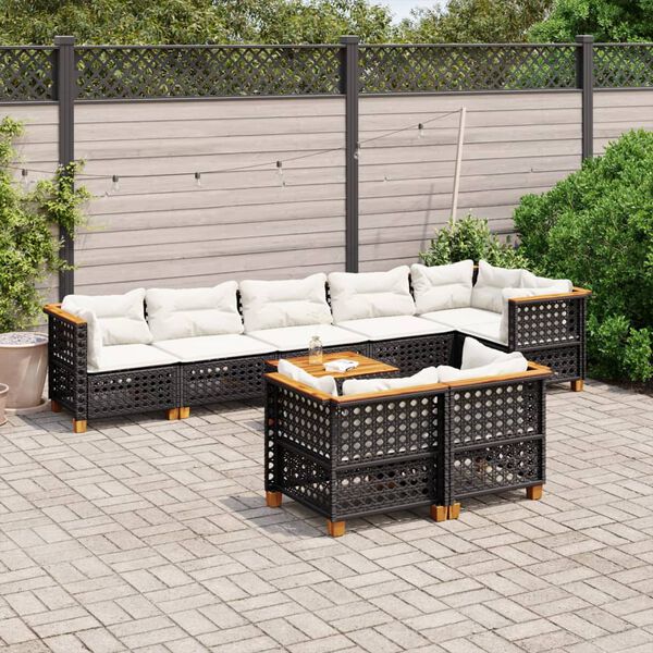 vidaXL Garden Sofa Set Black, cream white
