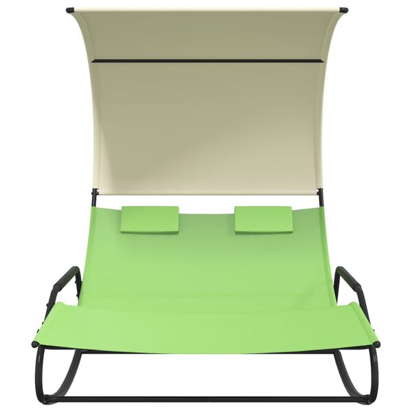 vidaXL Double Sun Lounger Green and cream