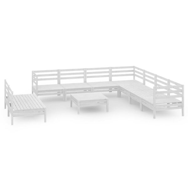 vidaXL Garden Lounge Set White Solid Pine Wood Large Modular