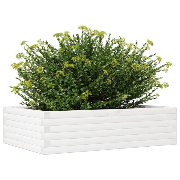 vidaXL Garden Planter White Solid pine wood 35.4 x 23.6 x 9.1 in