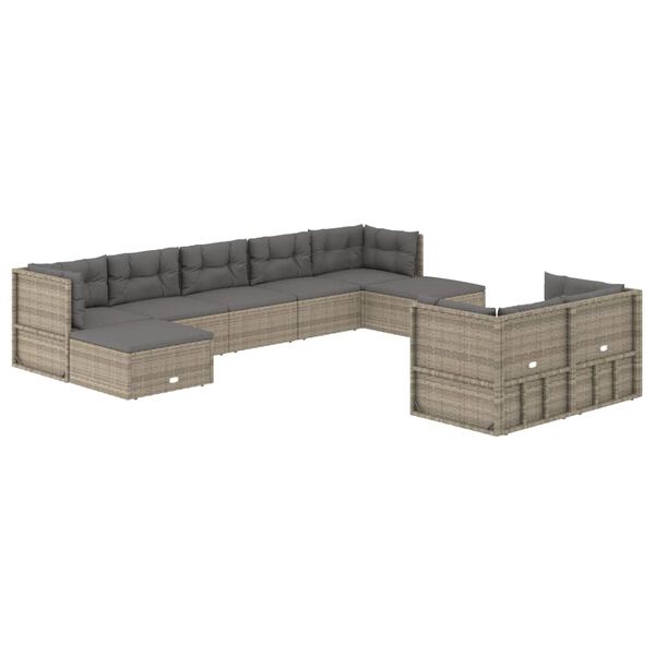 vidaXL Garden Lounge Set Grey PE rattan, polyester, foam, fiber cotton