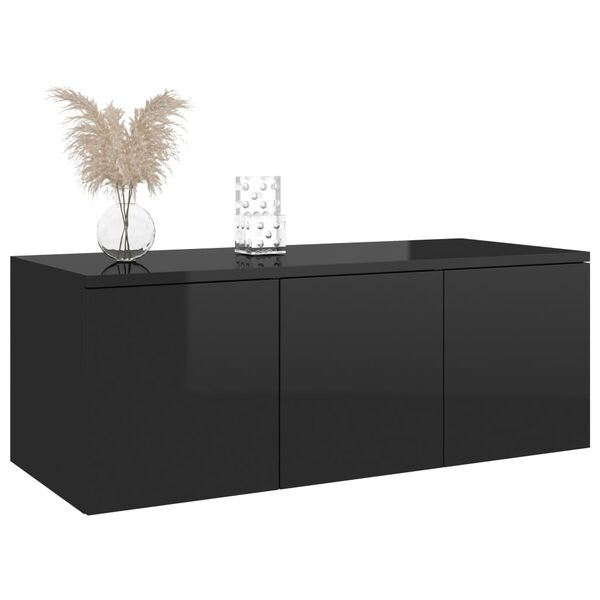 vidaXL TV Stand High Gloss Black 31.5"x13.4"x11.8" Engineered Wood