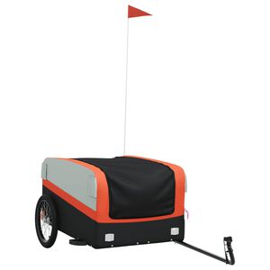 vidaXL Bike Trailer Black and Orange 99.2 lb Iron
