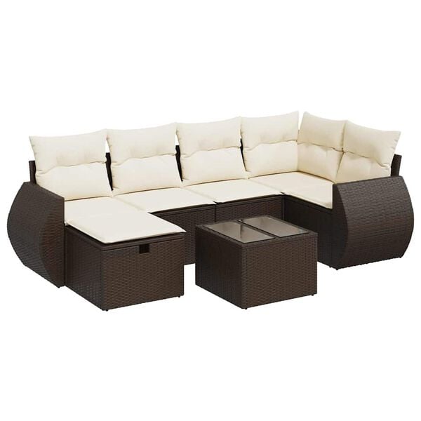 vidaXL Garden Sofa Set Brown