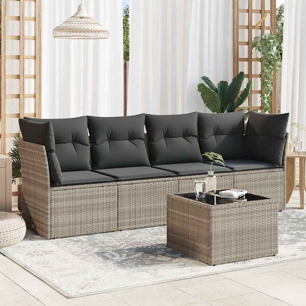 vidaXL Garden Sofa Set Light grey