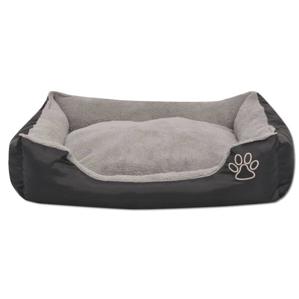 vidaXL Dog Bed Black, Grey PU-coated Oxford fabric, faux fur M Non-slip