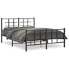 vidaXL Bed Frame Black Powder-Coated Steel 55.1 x 74.8 in Modern