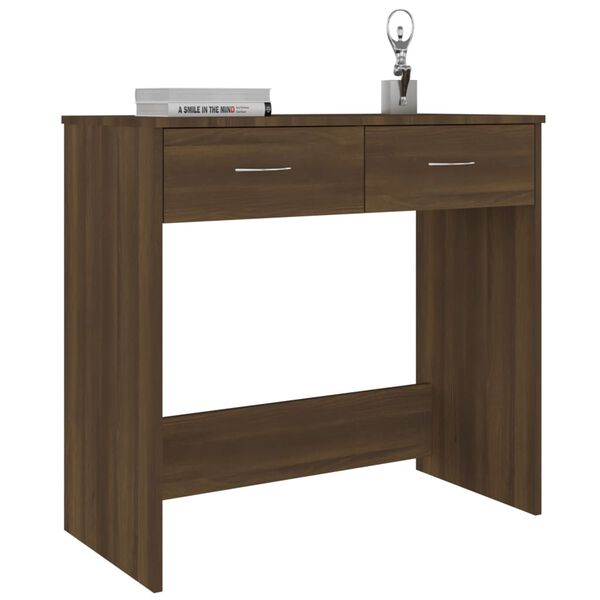 vidaXL Desk Brown Oak Engineered Wood Compact Storage Desk