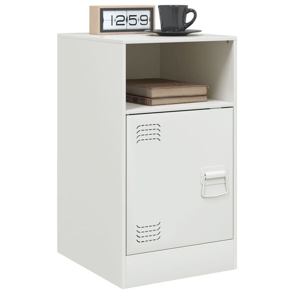 vidaXL Bedside Cabinet Set of 2 White Cold-rolled steel Medium