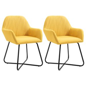 vidaXL Dining Chair Set of 2 Yellow Polyester and Powder-Coated Steel