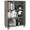 vidaXL Book Cabinet Light Grey Solid Pine Wood, MDF Medium Book Cabinet