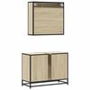 vidaXL Bathroom Furniture Set Sonoma Oak Engineered Wood, Metal, Glass