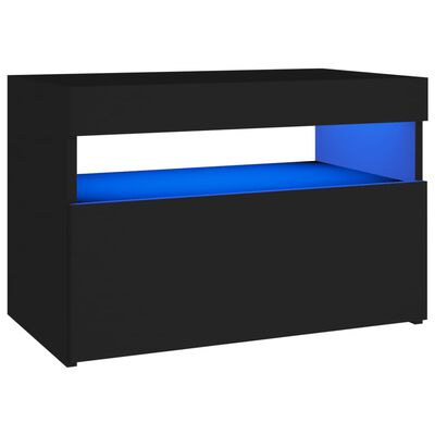 vidaXL TV Cabinets with LED Lights 2 pcs Black 23.6"x13.8"x15.7"