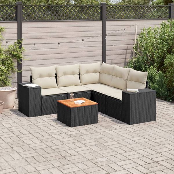 vidaXL Garden Sofa Set Black PE rattan Medium Modular Garden Sofa Set