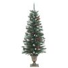 vidaXL Artificial Christmas Tree Green and White PVC, Metal 47.2 in