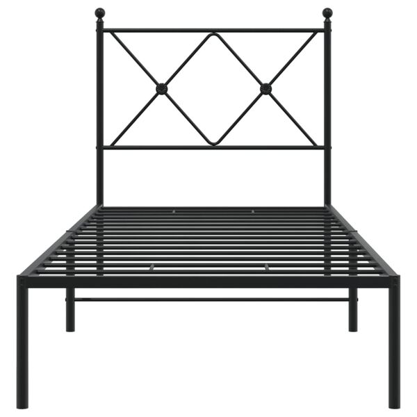 vidaXL Bed Frame Black Steel Twin Bed Frame Rectangular Modern