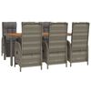 vidaXL Garden Dining Set Grey, Dark Grey PE Rattan Large