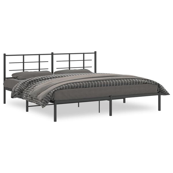 vidaXL Bed Frame Black Powder-coated steel Double Bed Frame