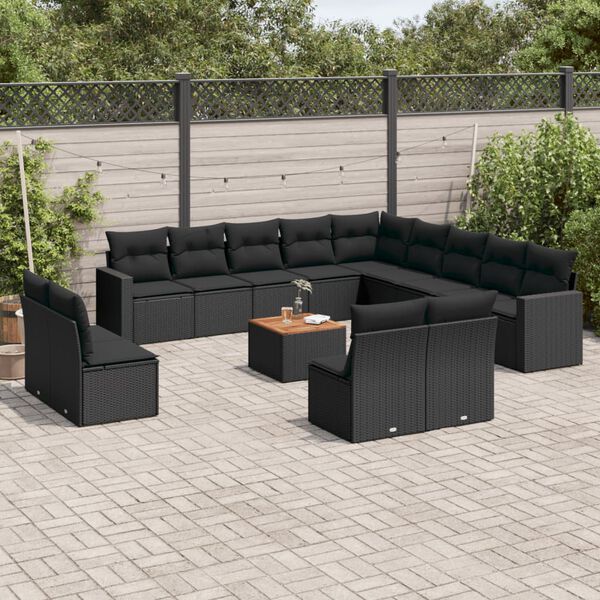 vidaXL Garden Sofa Set Black