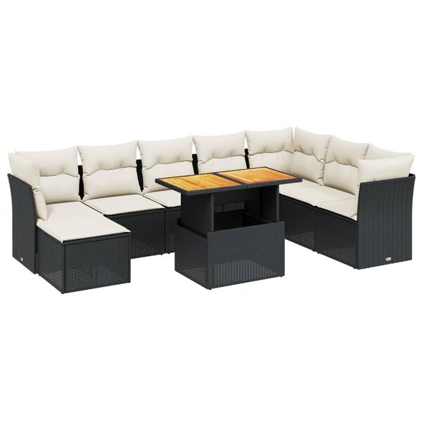 vidaXL Garden Sofa Set Black, Cream White