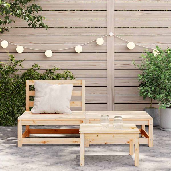 vidaXL Garden Sofa Natural Wood Solid Pine Wood Single Modular